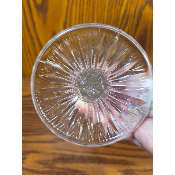 Vintage Clear Pressed Glass Goblets With Starburst Design  Set Of 2 - Picture 7 of 9